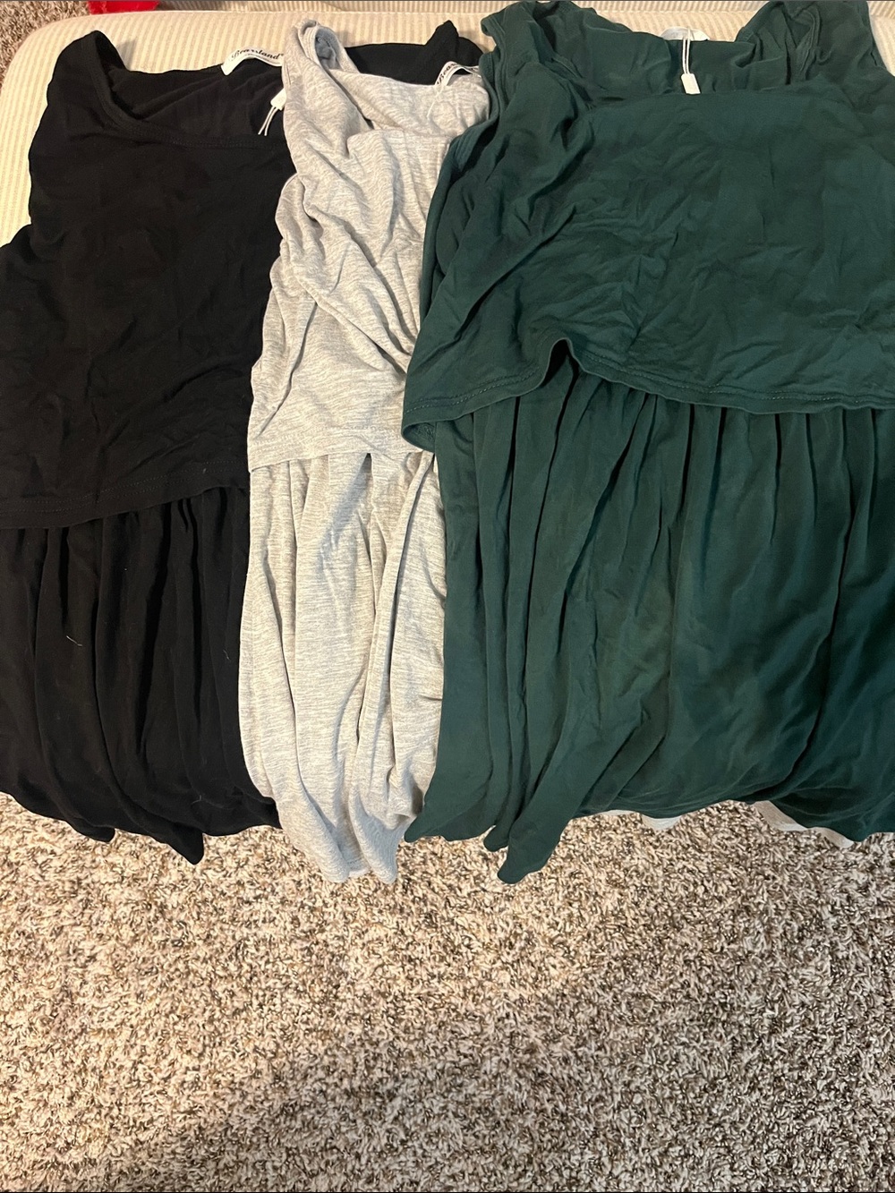Bearsland Maternity and Breastfeeding Tops in Black, Heather Gray & Forest Green